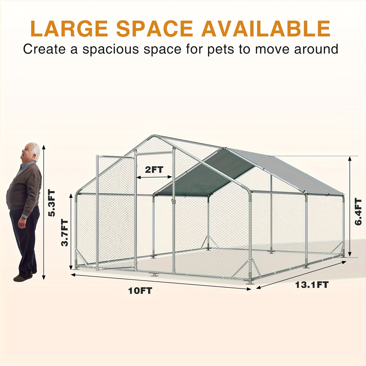 Nordivale Large Metal Chicken Coop with Winter Wrap Cover - 10x6.7x6.4ft/20x10x6.4ft Walk-in Chicken Run for Hens/Ducks/Rabbits, All-Weather Poultry Pen with Lock for Outdoor and Backyard, Farm, Duck Rabbit Cage Poultry Pen