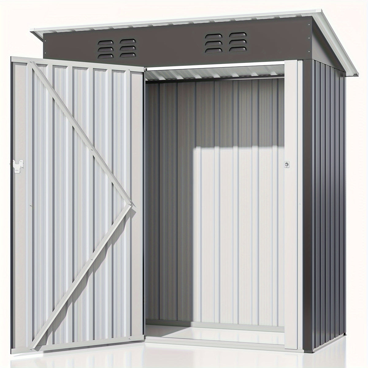 Metal Storage Shed, Large Outdoor Shed With Updated Frame Structure, Garden Tool Sheds For Backyard Patio Lawn, Grey