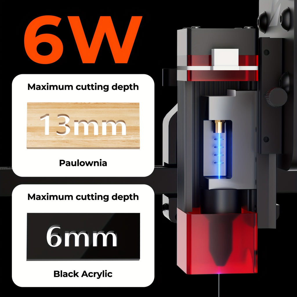 ELIDOR Z6 Laser Engraving And Cutting Machine 0.01 High Precision 6000Mw High Power 300 X 300Mm Engraving Area, Engraving Speed 10000Mm/Min, High Cost-Performance Engraving Machine Tool, Can Engrave Wood Leather Jewelry Coating Metal Etc