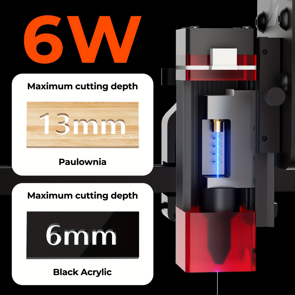 ELIDOR Z6 Laser Engraving And Cutting Machine 0.01 High Precision 6000Mw High Power 300 X 300Mm Engraving Area, Engraving Speed 10000Mm/Min, High Cost-Performance Engraving Machine Tool, Can Engrave Wood Leather Jewelry Coating Metal Etc