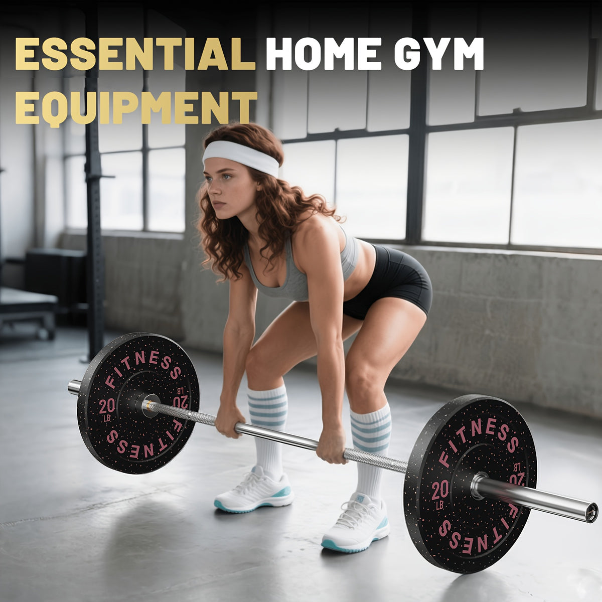 AMGYM 190LB High Bounce Bumper Plates Weight Plates with Colored Fleck Rubber Weight Plate for Weightlifting And Strength Training
