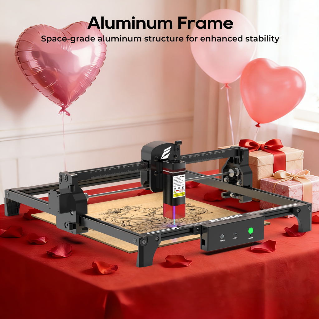 ELIDOR Z6 Laser Engraving And Cutting Machine 0.01 High Precision 6000Mw High Power 300 X 300Mm Engraving Area, Engraving Speed 10000Mm/Min, High Cost-Performance Engraving Machine Tool, Can Engrave Wood Leather Jewelry Coating Metal Etc