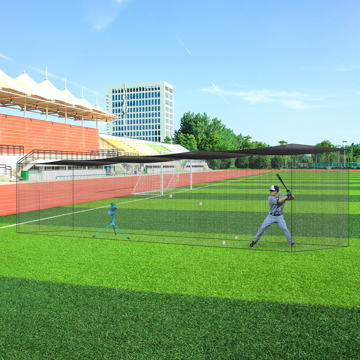 VEVOR Baseball Batting Netting, Professional Softball Baseball Batting Hitting Training Net, Practice Portable Pitching Cage Net with Door & Carry Bag, Heavy Duty Enclosed PE Netting, 35/55/70FT (NET ONLY)
