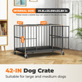 Large Indoor Dog Crate with Wheels, Removable Door Panel, Indoor Kennel, Easy to Clean, Removable Tray, Extra-large Dog Crate Suitable for Large And Medium-sized Dogs