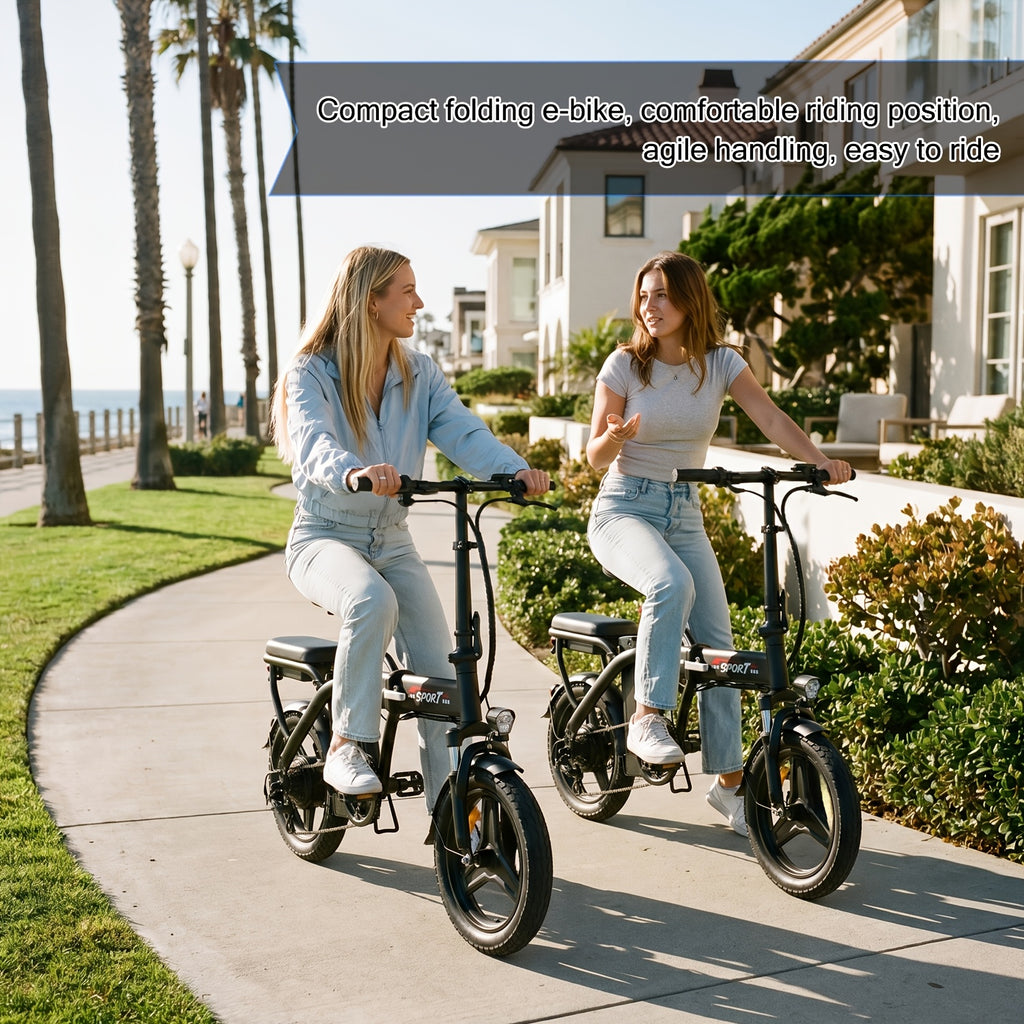 Folding Electric Bicycle, Peak Power 500 Watts, 20 Miles/Hour Brushless Motor, 14-Inch Tires, 48-Volt 10 Ampere-Hour Detachable Battery, Adult Electric Bicycle, Electric Bicycle, Suitable for Urban Commuting, Is The Best Choice for a Gift