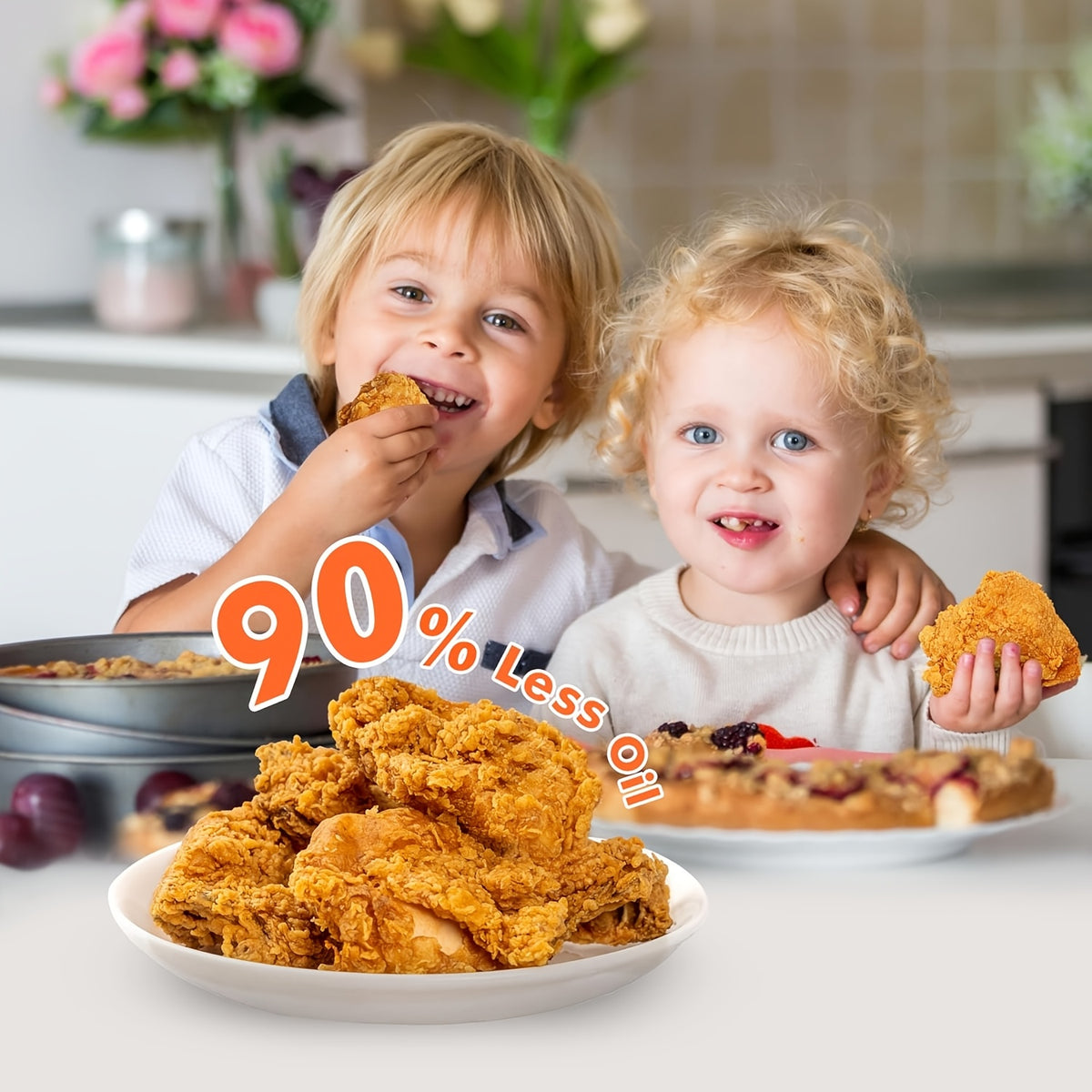 32QT Extra Large Air Fryer Oven Combo, 21-In-1 Tabletop Convection Oven with Rotisserie And Dehydrator, 6pcs Additions, 1800W Dual Cooking Presets (Silvery), Kitchen in The Box Brand