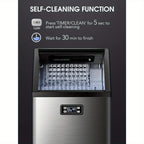 Commercial Ice Machine, 100Lbs/ Day Under-Counter Commercial Ice Maker with 24 Hour Timer, Ice Thickness Control, One Quick Self-Cleaning Function for Bar/ Cafes/ Home, Stainless Steel