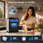 Nugget Ice Maker Countertop, 44 Lbs/Day, Soft Chewable Pebble Ice Machine with Stainless Steel Ice Scoop, for Home, Kitchen, Office, RV & Camping, Stainless Steel, Black