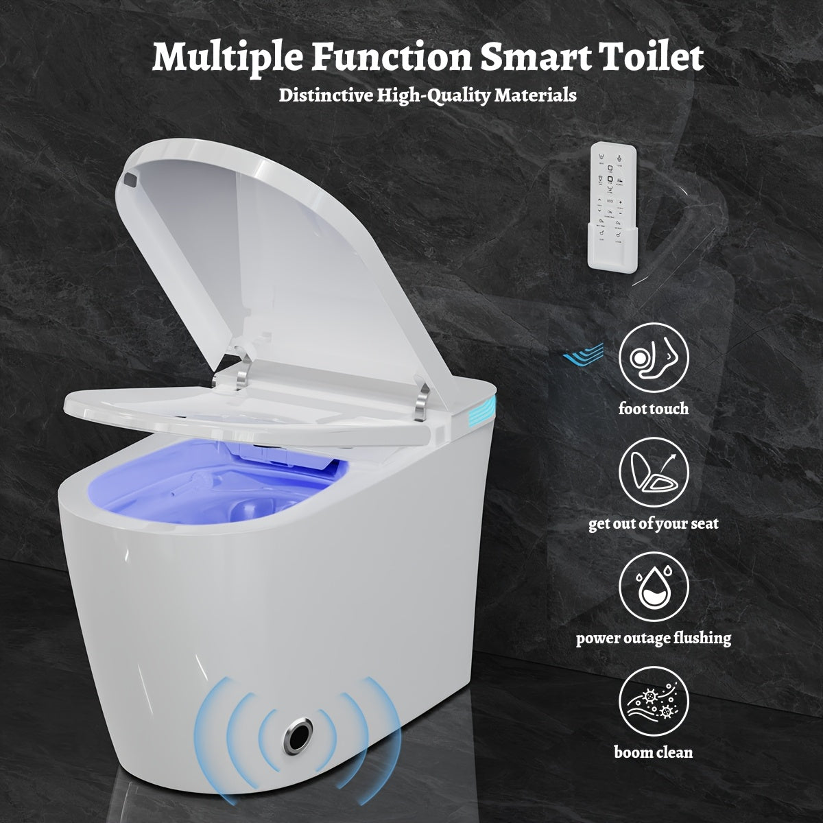 Smart Toilet with Bidet Built In, Elongated Toilet with Heated Seat, Dryer, Auto-Lift Lid, Soft Close, Electric Tankless Toilets with Auto Flush