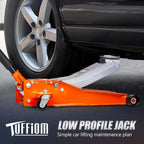 Low Profile Floor Jack, Heavy Duty Jack with Dual Pistons Quick Lift Pump for Cars & SUVs, Lifting Range 2-19/20" to 20-1/10", Orange