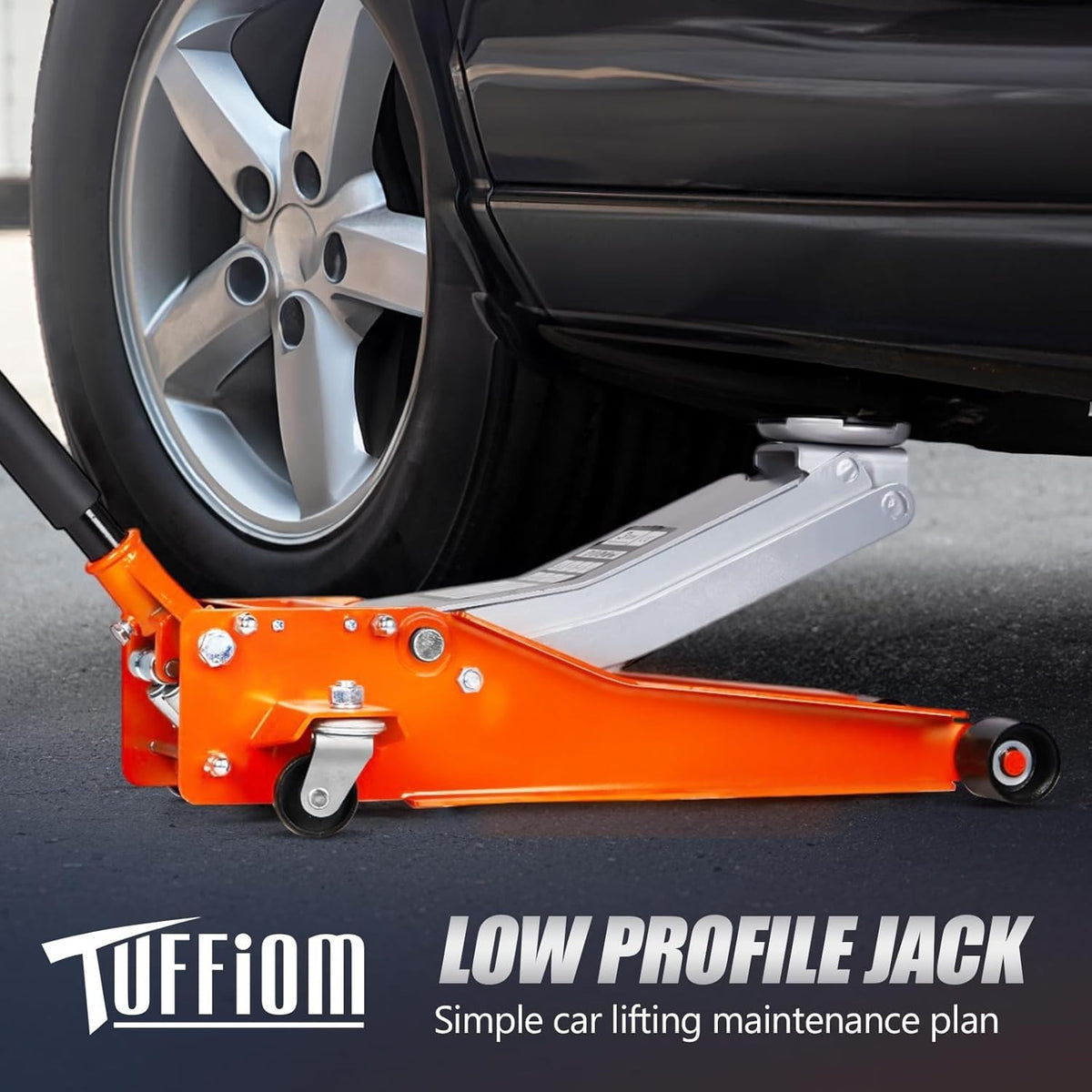 Low Profile Floor Jack, Heavy Duty Jack with Dual Pistons Quick Lift Pump for Cars & SUVs, Lifting Range 2-19/20" to 20-1/10", Orange