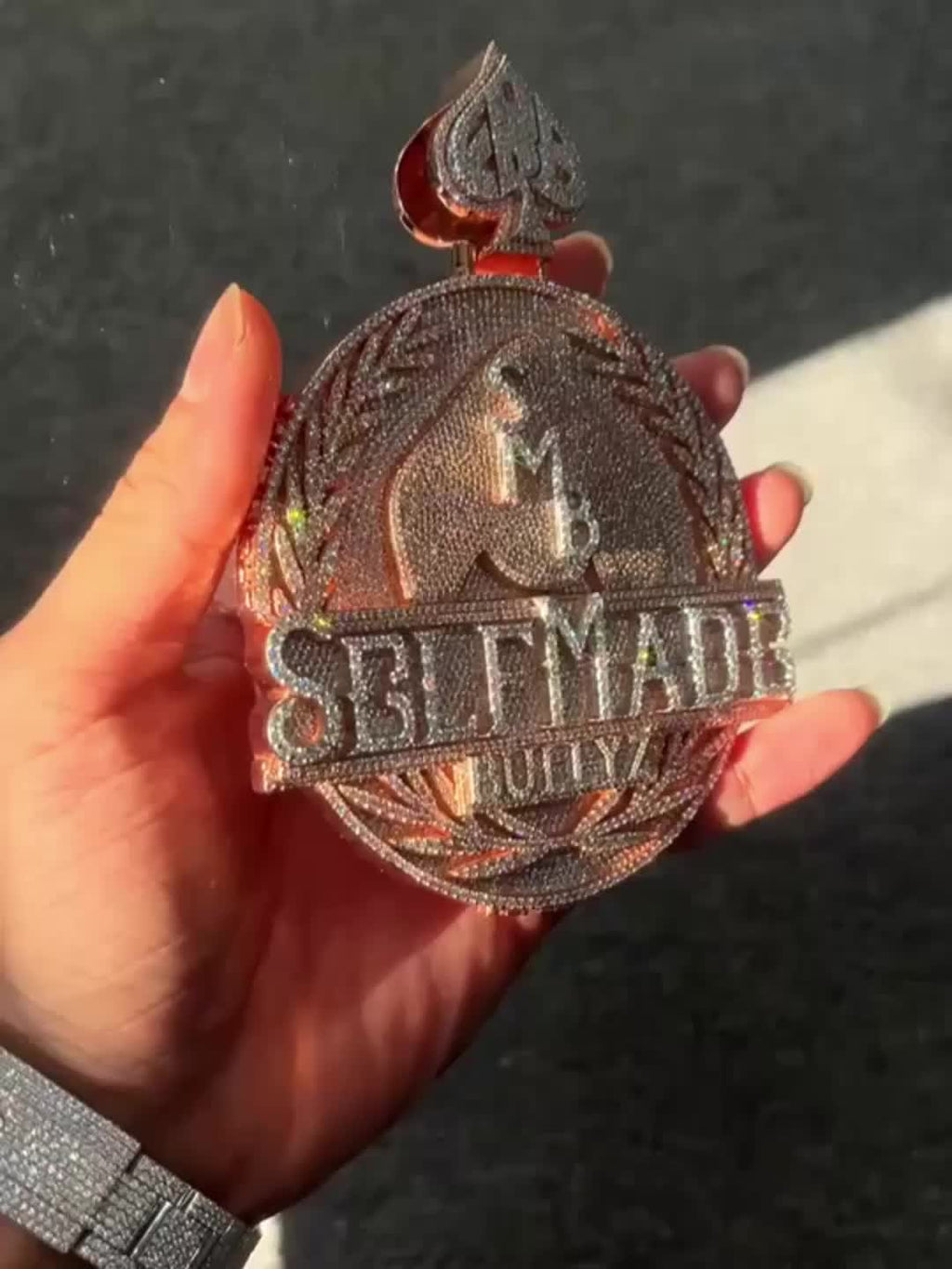 925 Silvery Initials Pendant, Hip Hop Men'S Pendant - Name/ Logo Jewelry, Hip Hop Champion Style Medal Design, Birthday/ Halloween/ Christmas Gift, Suitable for Men - Compatible Deluxe Chain