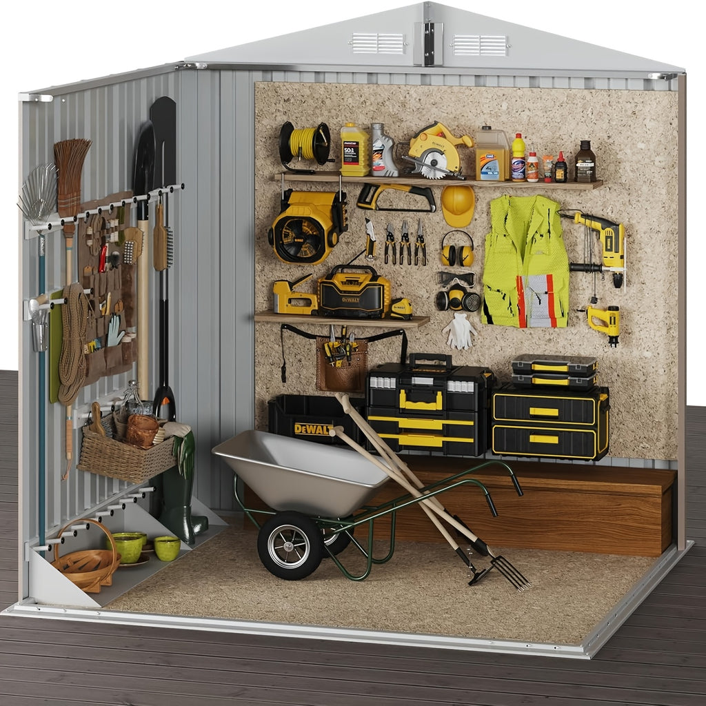 6X4Ft Patio Outdoor Storage Shed with Double Sloping Roof Design, Rain And Sun Protection And Wind Protection, Lockable Door for Bicycles, Power Tools, Farm Tools And Other Sundries, Four Vents