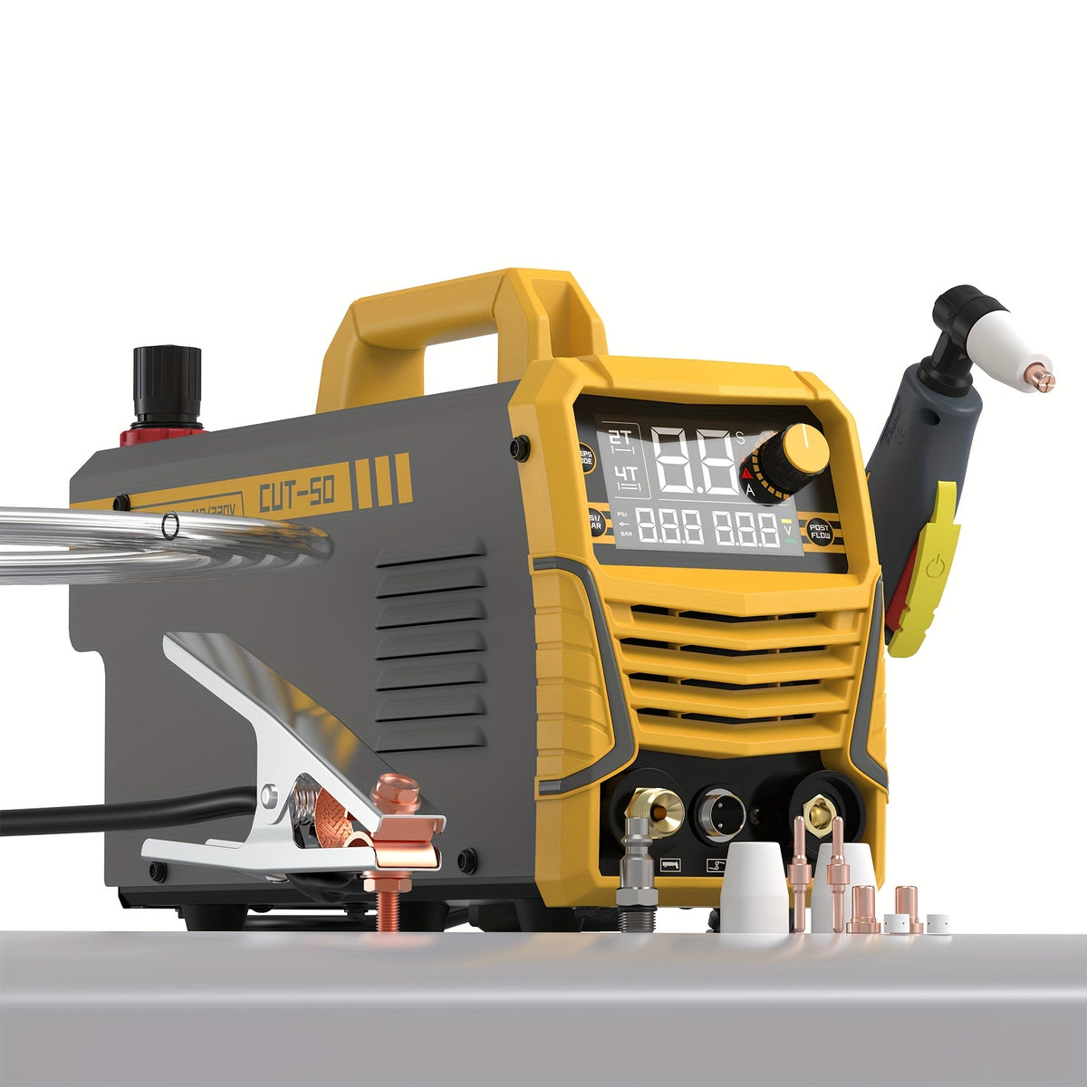 Plasma Cutter IGBT Maximum 3/4 Inch Clean Cut DC Inverter Cutting Machine Non Touch Pilot Arc Large LED Display 50 Amps Cutter Machine with 110/220V Dual Voltage