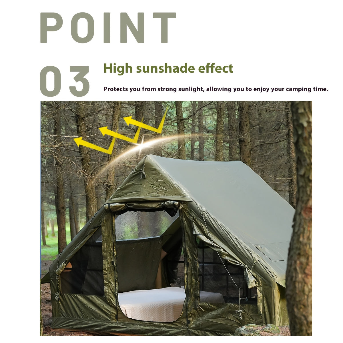 PAKICETUS Premium Inflatable Camping Tent For 4-6 Person, Summer Glamping With Quick Air-Flow & Breathable Mesh, 4 Season All-Weather Shelter, Luxury Large Air Tent With Manual Pump, Easy Setup Heavy-Duty Windproof Family Outdoor House