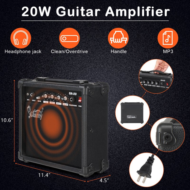 Sunset - Colored Flame Electric Guitar And Amp Set - with Closed Style Humbucker - Humbucker Pickups And Technology Wood Fingerboard