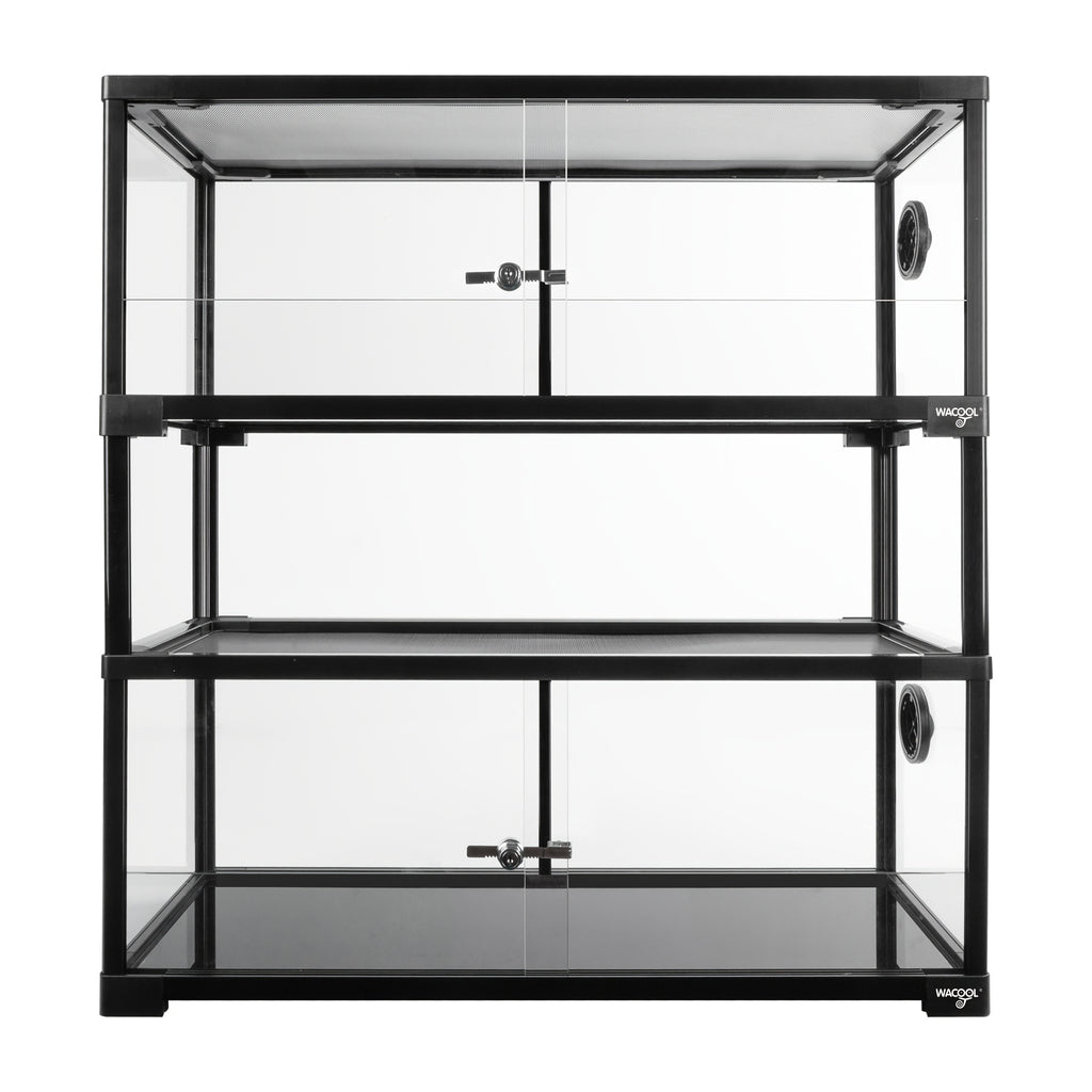 WACOOL Double Stacked Reptile Tank, 30" X 12" X 12" Tall Reptile Terrarium, Front Opening, Full Vision, Knock Down, 2 Pack 20 Gallon Glass Cage for Reptile, Bearded Dragon, Lizard, Snake, Gecko