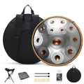 12 Notes Handpan Drum, 22Inch D Minor Kurd 432Hz Steel Tongue Hand Pan Drum for Adults Yoga Meditation, Hand Tuning Sound Healing Instrument Gift for Beginners with Soft Bag, Hand Mallets, Stand, Cloth, Sound Stickers