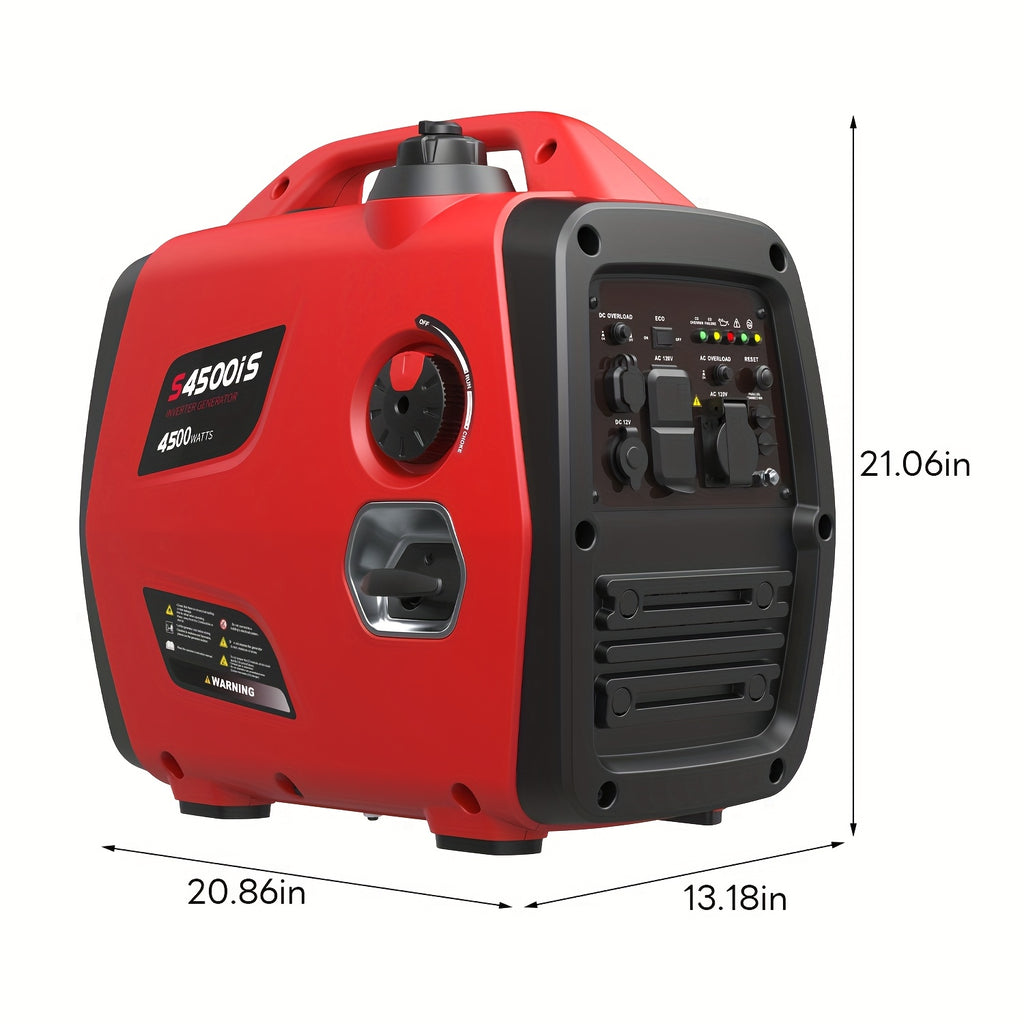 Portable Inverter Generator, Ultra Quiet, CO Alarm, Peak 2500W Rated 1900W, Peak 3200W Rated 2600W, Peak 3600W Rated 3000W, Peak 4000W Rated 3200W, Peak 4500W Rated 3600W, Ideal for Yard, Lawn, Garden, Camping, RV, Home Backup Power