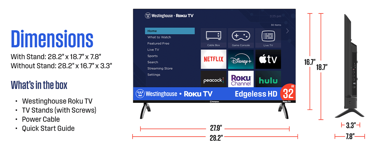 Westinghouse 32 inch HD Smart Roku TV Dolby Audio Voice control