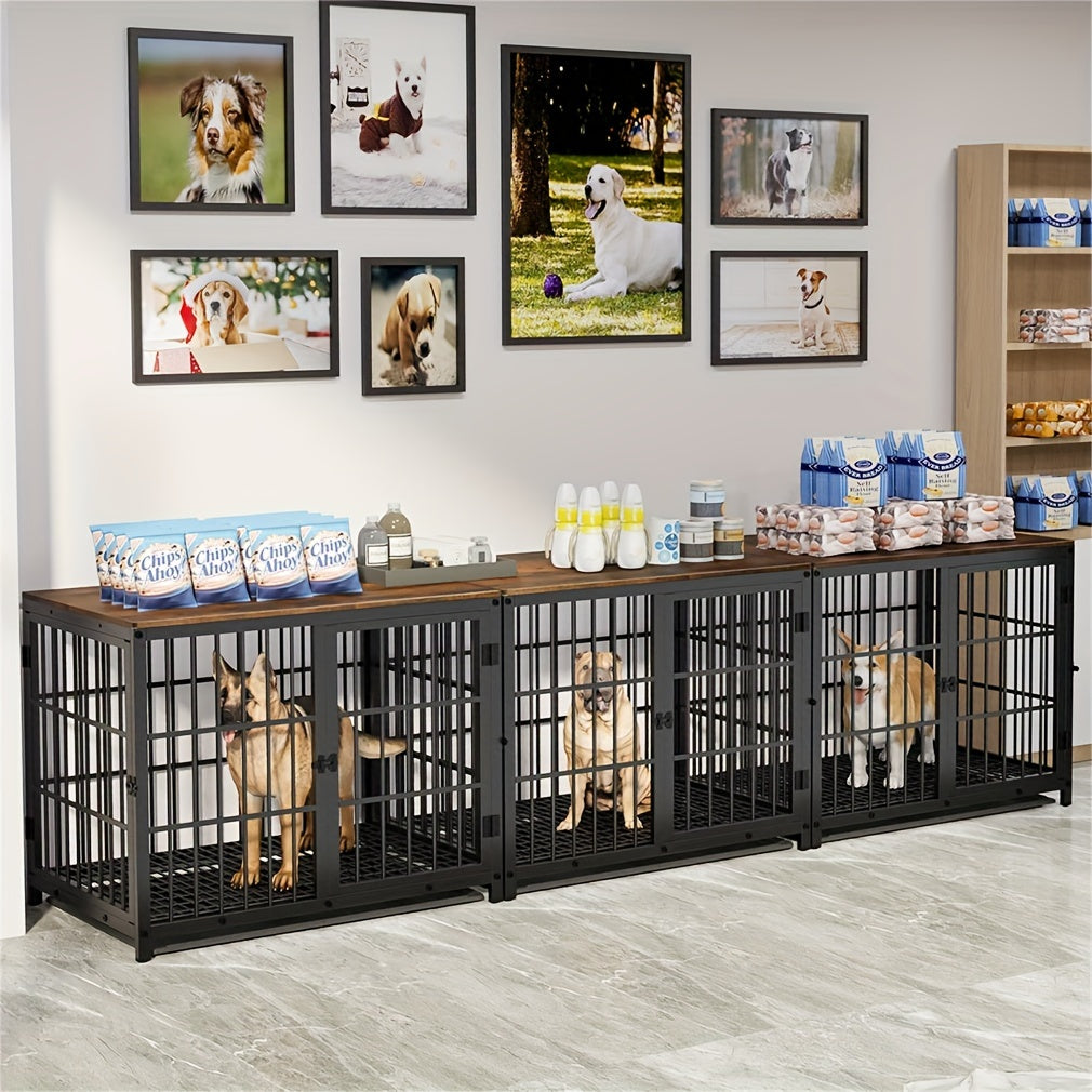 Oversized Robust Dog Cage That Can Be Combined with Other Furniture, Featuring a Metal Structure And a Removable Tray
