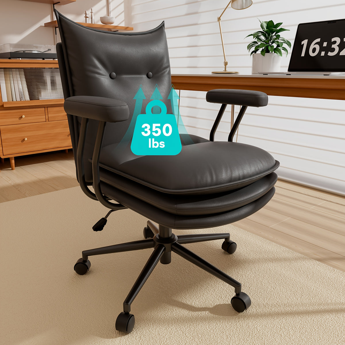 Executive Office Chair — 160° Recline and Footrest for Spacious 400LB Home Office Seating with Casters