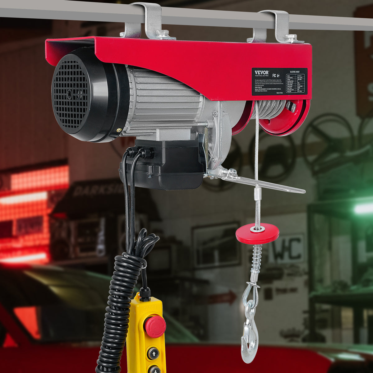 VEVOR Electric Hoist 1760lbs with 14ft Wired Remote Control, Electric Hoist 120 Volt with 40ft Single Cable Lifting Height & Pure Copper Motor, for Garage Warehouse Factory