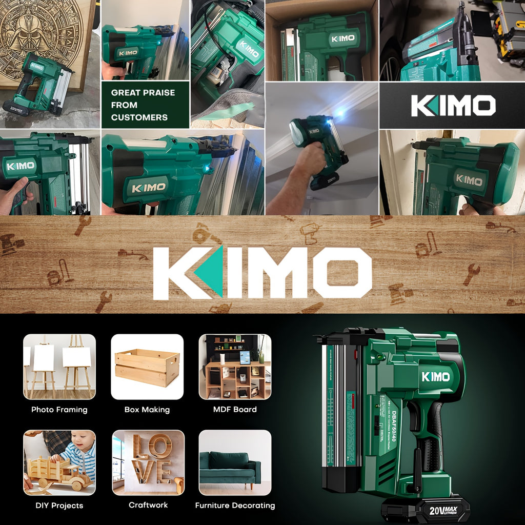 Cordless Brad Nailer and Stapler for Home Improvement and Woodworking, KIMO Battery-Powered Tool