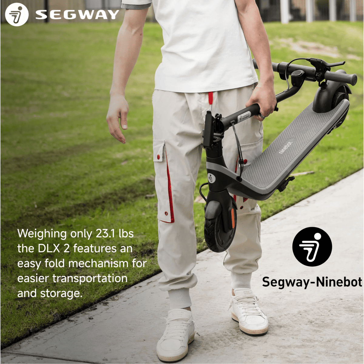 Segway DLX 2 Kids Electric Kick Scooter, 12.4 mph Max Speed, 9.3 Miles Max Range, Ages 6+, Black