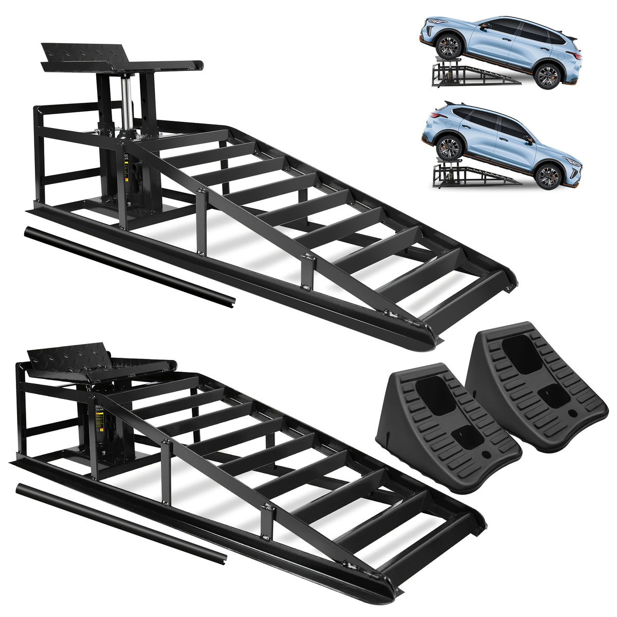 2pcs Hydraulic Car Ramps 5T, Low Profile Truck Lift Service Ramps for Oil Changes, Truck Trailer Garage, for Home Garage, Vehicle Auto Garage Repair