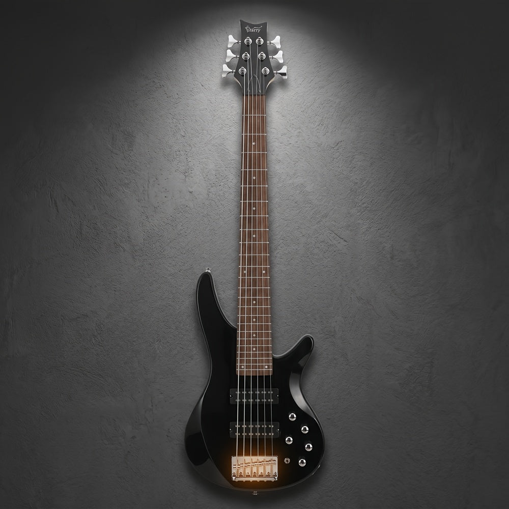 White Electric Bass Guitar with 44 Inch GIB, 6 Strings, H-H Pickups, Laurel Wood Fingerboard, And Included Bag And Additions