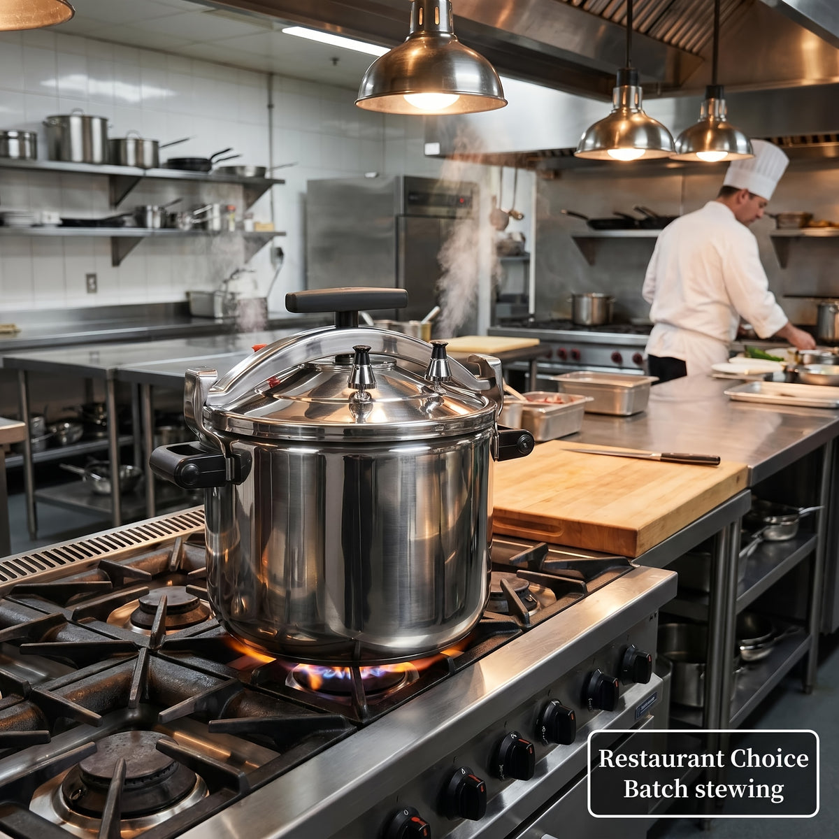 Commercial 26.5 Qt Stainless Steel Pressure Cooker -for Restaurant & Hotel Kitchens, Induction/Gas
