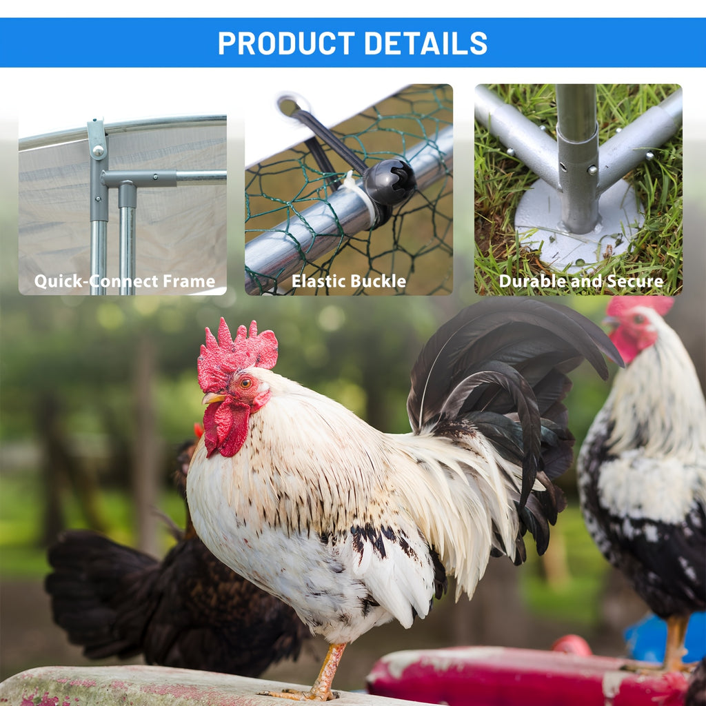 Large Spire Metal Chicken Coop, Waterproof And UV Resistant, Suitable For Outdoor Patio Farms To Raise Poultry Chickens, Ducks And Rabbits, Without Battery