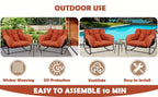 Papasan Rocking Chair Outdoor, All Weather Wicker Papasan Patio Chair with Cushion And Pillow, Heavy Duty Metal Oversized Papasan Rocker Egg Chair for Garden, Patio