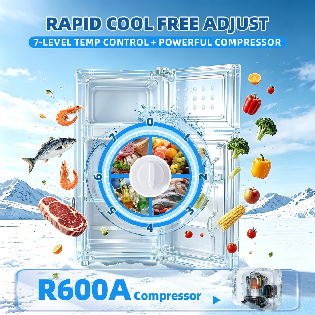 10.57gal Mini Fridge with Freezer, Double-Door Compact Refrigerator, Adjustable Glass Shelves, Mechanical Thermostat & Leveling Feet, Space-Saving for Apartment/Dorm/Office, Black