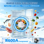 10.57gal Mini Fridge with Freezer, Double-Door Compact Refrigerator, Adjustable Glass Shelves, Mechanical Thermostat & Leveling Feet, Space-Saving for Apartment/Dorm/Office, Black