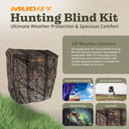 Muddy Steel 7 Foot Tall Quad Pod Hunting Blind Cover w/ 4 Zippered Windows, Camouflage (Stand Not Included)
