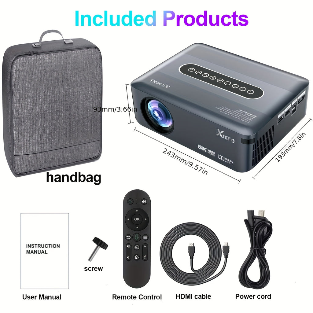 [1080P 8K WiFi] Ultra Bright HD Smart Projector With Dual Band WiFi And Wireless, Wireless Mobile Phone Screen Projection, Native 1080P/Supports 8K Decoding, Compatible With Smartphones/TV Sticks/Boxes/USB/HDTV, Fully Automatic Focusing And Trapezoidal Di