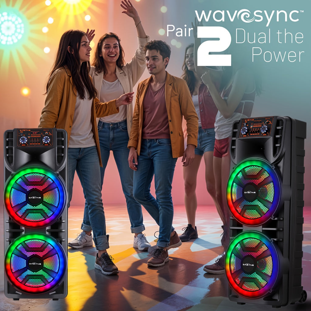 [Ideal Gift] 8000W Portable Karaoke Machine PA System with Dual 12” Subwoofer & 1.5” Tweeter, Wireless Microphone, RGB DJ Lights, Wireless/USB/TF/AUX/FM/TWS, Rechargeable Battery- Sound System for Home, Parties, Events - Ideal Gift for