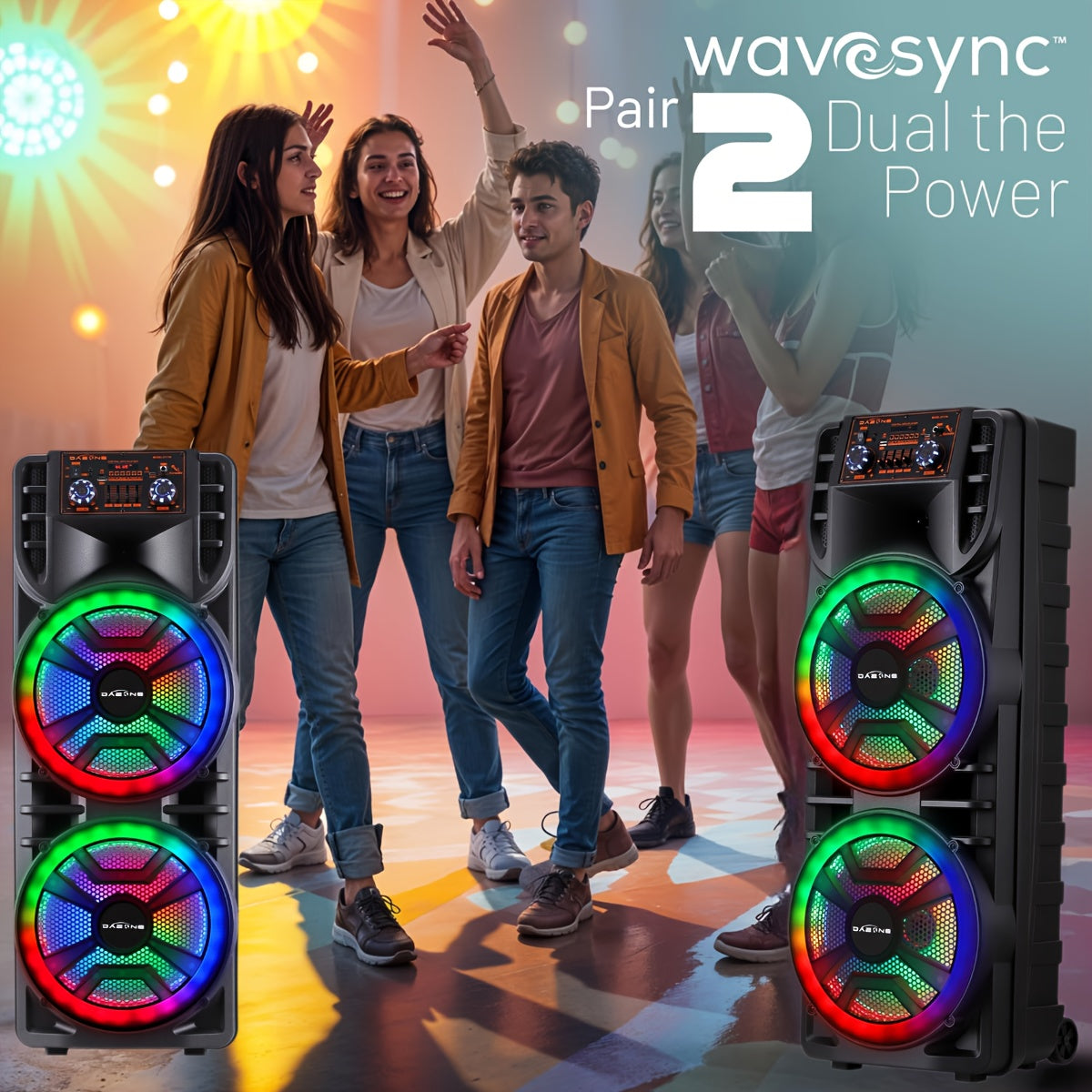 [Ideal Gift] 8000W Portable Karaoke Machine PA System with Dual 12” Subwoofer & 1.5” Tweeter, Wireless Microphone, RGB DJ Lights, Wireless/USB/TF/AUX/FM/TWS, Rechargeable Battery- Sound System for Home, Parties, Events - Ideal Gift for