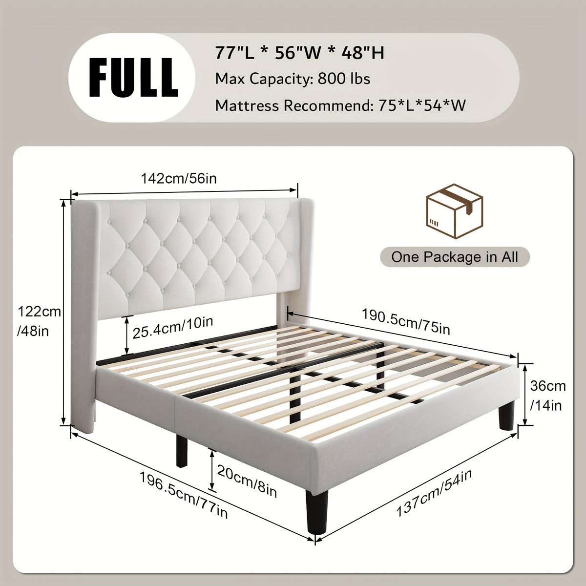 Valnase Modern Style Platform Bed Frame with 24"H Button Tufted Headboard, Solid Wood Slats Support, Artistic Legs Design - Dark Grey/Light Grey/Black Linen & White Velvet Options, Bed Frame for Home Bedroom