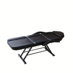 Beauty Bed with Stool Massage Table with Head Cushion 3-Section Adjustable Beauty Bed Professional Tattoo SPA Salon Chair (Black)