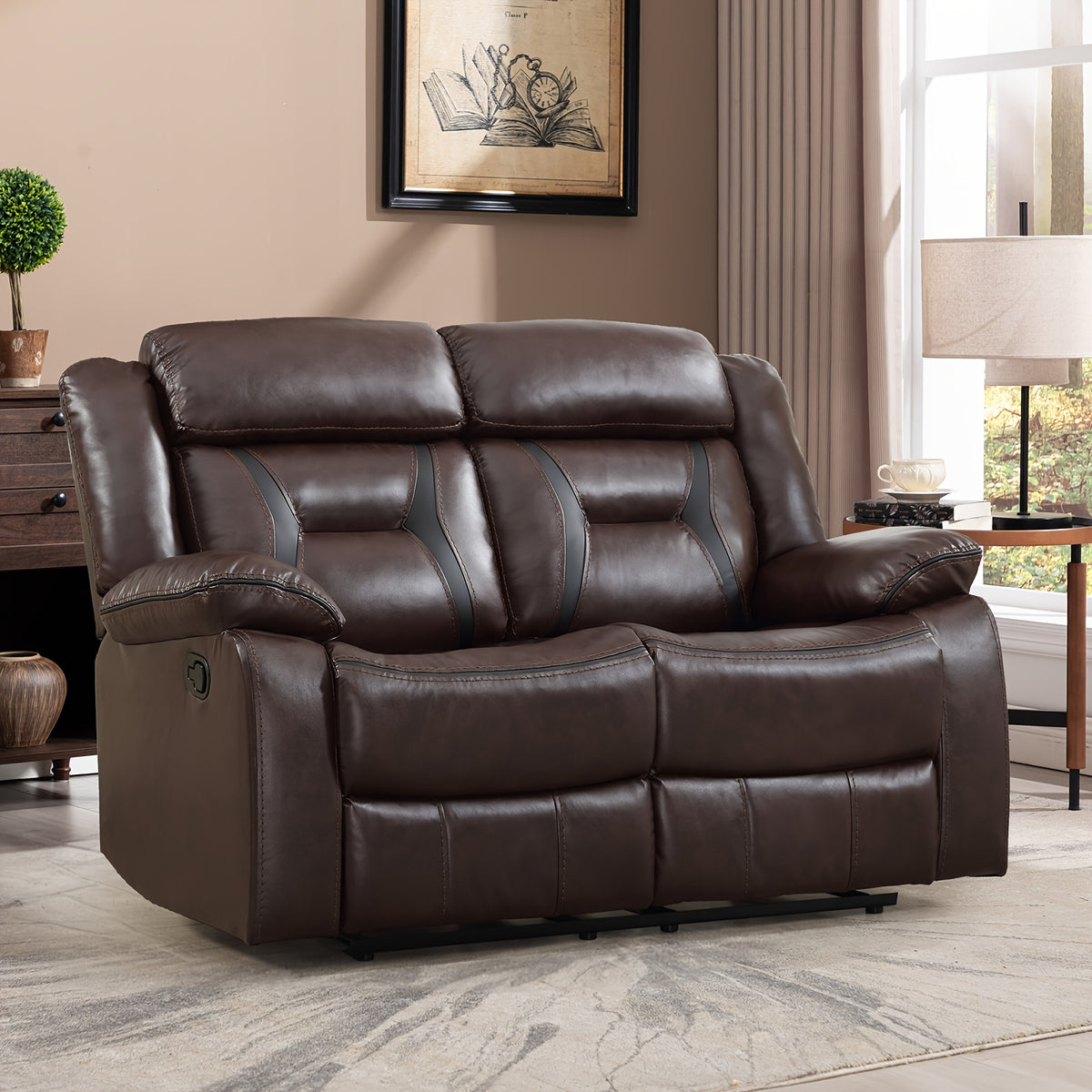 Faux Leather Manual Recliner Set: 3-Seat Sofa, Loveseat, Recliner Chair for Living Room And Meeting Room