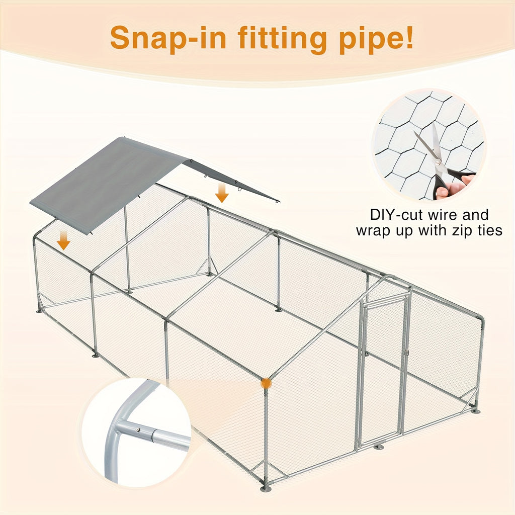 Nordivale Large Metal Chicken Coop with Winter Wrap Cover - 10x6.7x6.4ft/20x10x6.4ft Walk-in Chicken Run for Hens/Ducks/Rabbits, All-Weather Poultry Pen with Lock for Outdoor and Backyard, Farm, Duck Rabbit Cage Poultry Pen