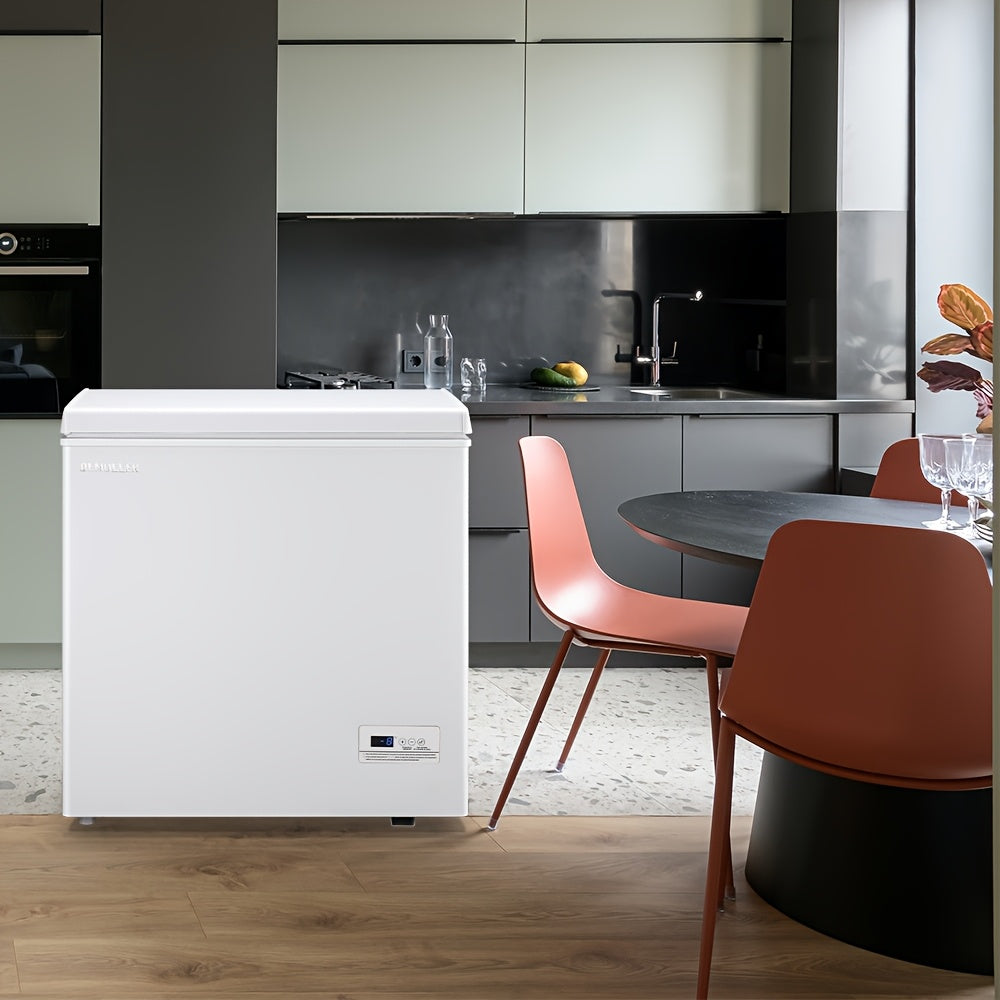 WANAI 5.0 Cu.Ft Chest Freezer With Removable Basket, Top Open Door Compact Freezer With Adjustable Temperature For Home/Kitchen/Office/Dorm WHITE