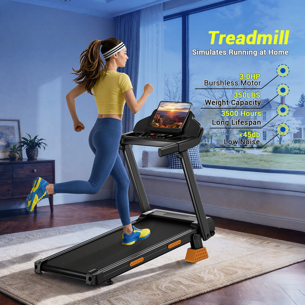 4-in-1 Foldable Treadmill with 12% Incline, Portable with Handle, 350 lbs Capacity for Home and Office