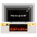 Fireplace Tv Stand with 36 Inch Fireplace Up to 80" TVs, LED Light Entertainment Center And Storage, 70" Modern Wood Media TV Console with Highlight Cabinet for Living Room