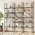 5-Tier Triple Wide Geometric Bookshelf, Industrial Etagere with Sturdy Metal Frame, 71" Tall Freestanding Display Shelving Unit, Modern Design for Home& Office