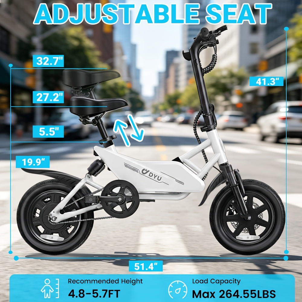Electric Bike For Adults, 14" Ebike With 350W Motor, 36V7.8AH Battery, Commuter Electric Bicycle Dual Disc Brake, Front And Rear Suspension