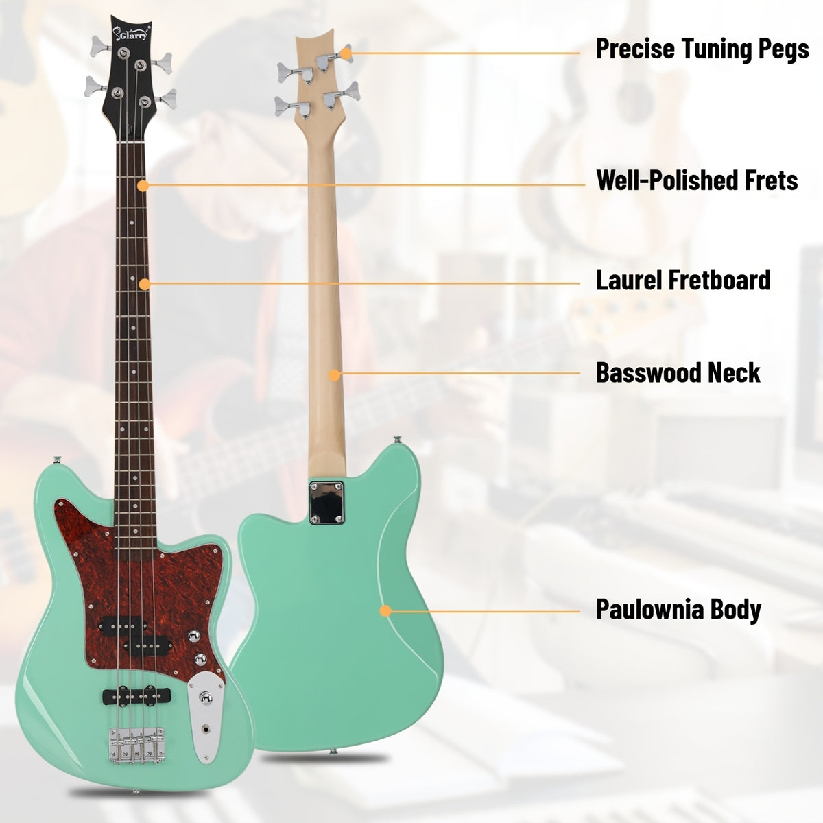 Glarry 4-String Electric Bass Guitar Kit, with Red Pearl Guard Board, Full Size Bass Guitar Kit with 20W AMP, Tuner, Bag And Additions, for Beginner, Bass Musician, Christmas/Festival/Birthday Gift